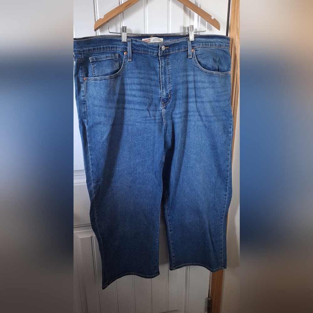 Levi’s Signature Women’s High Rise Loose Crop Heritage Blue Denim Jeans Size 24W